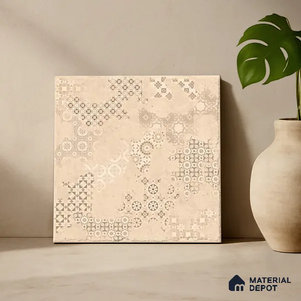Subway Floor Tile TL 10105 D Modulo Sand Decor 10 x 10 inch Matte Finish Vitrified Anti Skid Tile - 12 mm | 4 Random Design | Suitable For Balcony, Patio, Bathroom