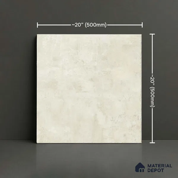 Stone Floor Tile TL 10101 Modulo Bianco 20 x 20 inch Matte Finish Vitrified Anti Skid Tile - 12 mm | Suitable For Balcony, Patio, Outdoor | Pattern Alignment May Vary | 2-3 mm Spacer is Mandatory