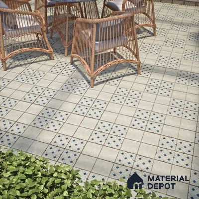 Stone Floor Tile TL 10101 C Modulo Bianco 10 x 10 inch Matte Finish Vitrified Anti Skid Tile - 12 mm | Suitable For Balcony, Patio, Bathroom