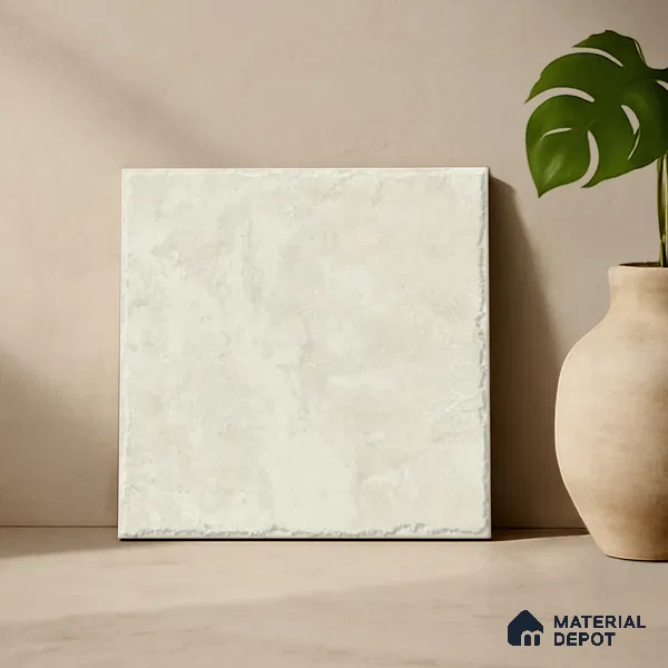 Stone Floor Tile TL 10101 C Modulo Bianco 10 x 10 inch Matte Finish Vitrified Anti Skid Tile - 12 mm | Suitable For Balcony, Patio, Bathroom