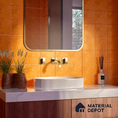 Stone Floor Tile TL 10108 C Modulo Gold 10 x 10 inch Matte Finish Vitrified Anti Skid Tile - 12 mm | Suitable For Balcony, Patio, Bathroom