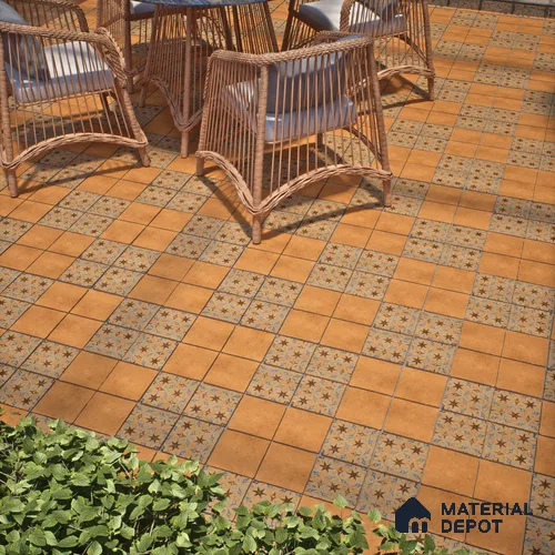 Stone Floor Tile TL 10108 C Modulo Gold 10 x 10 inch Matte Finish Vitrified Anti Skid Tile - 12 mm | Suitable For Balcony, Patio, Bathroom