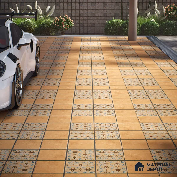 Stone Floor Tile TL 10108 C Modulo Gold 10 x 10 inch Matte Finish Vitrified Anti Skid Tile - 12 mm | Suitable For Balcony, Patio, Bathroom