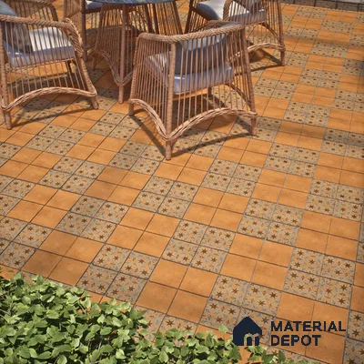 Subway Floor Tile TL 10108 D Modulo Gold Decor 10 x 10 inch Matte Finish Vitrified Anti Skid Tile - 12 mm | 8 Random Design | Suitable For Balcony, Patio, Bathroom
