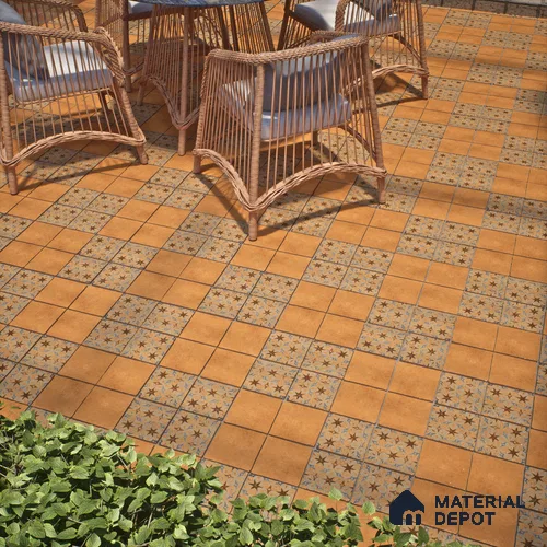 Subway Floor Tile TL 10108 D Modulo Gold Decor 10 x 10 inch Matte Finish Vitrified Anti Skid Tile - 12 mm | 8 Random Design | Suitable For Balcony, Patio, Bathroom