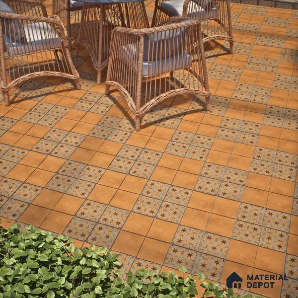Subway Floor Tile TL 10108 D Modulo Gold Decor 10 x 10 inch Matte Finish Vitrified Anti Skid Tile - 12 mm | 8 Random Design | Suitable For Balcony, Patio, Bathroom