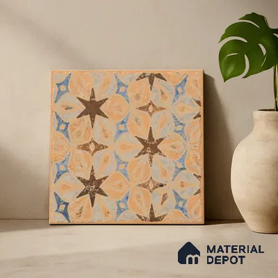 Subway Floor Tile TL 10108 D Modulo Gold Decor 10 x 10 inch Matte Finish Vitrified Anti Skid Tile - 12 mm | 8 Random Design | Suitable For Balcony, Patio, Bathroom