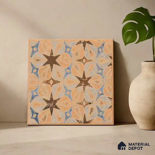 Subway Floor Tile TL 10108 D Modulo Gold Decor 10 x 10 inch Matte Finish Vitrified Anti Skid Tile - 12 mm | 8 Random Design | Suitable For Balcony, Patio, Bathroom