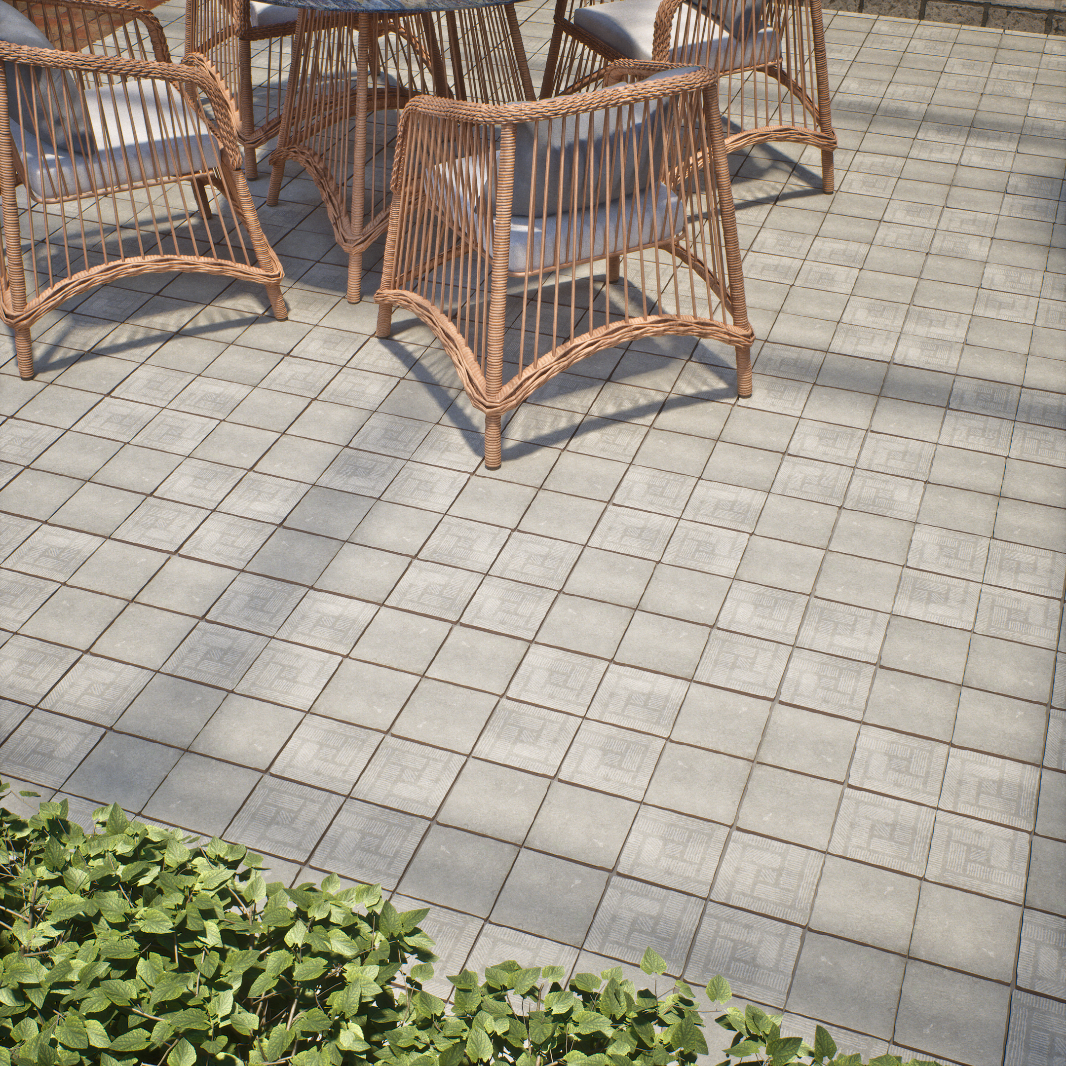 Stone Floor Tile TL 10103 C Modulo Cemento 10 x 10 inch Matte Finish Vitrified Anti Skid Tile - 12 mm | Suitable For Balcony, Patio, Outdoor