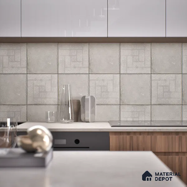 Stone Floor Tile TL 10103 D Modulo Cemento Decor 10 x 10 inch Matte Finish Vitrified Anti Skid Tile - 12 mm | 8 Random Design | Suitable For Balcony, Patio, Bathroom