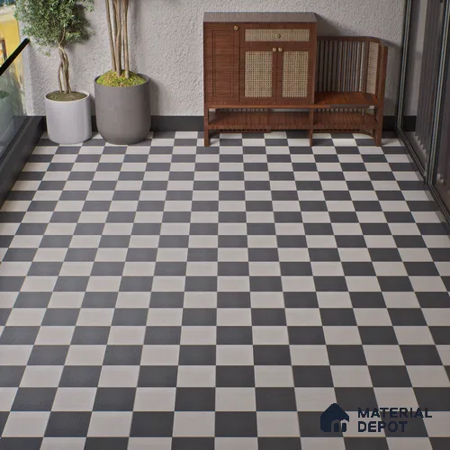 Parking Floor Tile TL 00418 B Light Ice White 16 x 16 inch Vitrified Anti Skid Matte Finish Heavy Duty Tile - 12 mm | Suitable For Balcony, Terrace, Pathways | Pattern Alignment May Vary | 2-3 mm Spacer is Mandatory