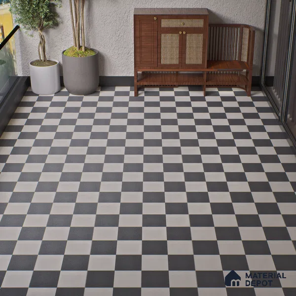 Parking Floor Tile TL 00418 B Light Ice White 16 x 16 inch Vitrified Anti Skid Matte Finish Heavy Duty Tile - 12 mm | Suitable For Balcony, Terrace, Pathways | Pattern Alignment May Vary | 2-3 mm Spacer is Mandatory