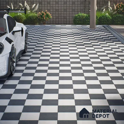 Parking Floor Tile TL 00418 B Light Ice White 16 x 16 inch Vitrified Anti Skid Matte Finish Heavy Duty Tile - 12 mm | Suitable For Balcony, Terrace, Pathways | Pattern Alignment May Vary | 2-3 mm Spacer is Mandatory