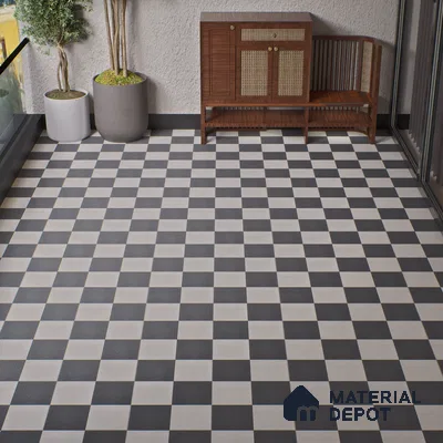 Parking Floor Tile TL 00418 A Dark Neo Black 16 x 16 inch Vitrified Anti Skid Matte Finish Heavy Duty Tile - 12 mm | Suitable For Balcony, Bathroom, Pathways | Pattern Alignment May Vary | 2-3 mm Spacer is Mandatory
