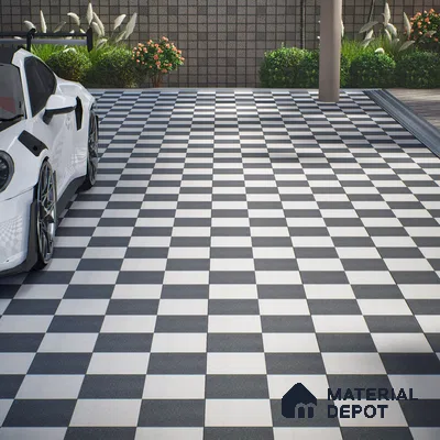 Parking Floor Tile TL 00418 A Dark Neo Black 16 x 16 inch Vitrified Anti Skid Matte Finish Heavy Duty Tile - 12 mm | Suitable For Balcony, Bathroom, Pathways | Pattern Alignment May Vary | 2-3 mm Spacer is Mandatory