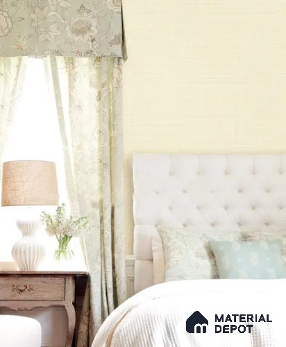 21075 | Pale Cream Linen Weave Non Woven Patterned Wallpaper - 10 Meter x 21 Inches, 57.41 Sq. Ft.