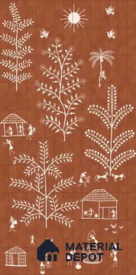 Handmade Third Fired Wall Tile TL 13343 Roots & Rituals 222 x 72 mm Matte Finish Vitrified Tile - 9 mm | Suitable For Living Room, Bedroom, Dining Area