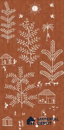 Handmade Third Fired Wall Tile TL 13343 Roots & Rituals 222 x 72 mm Matte Finish Vitrified Tile - 9 mm | Suitable For Living Room, Bedroom, Dining Area