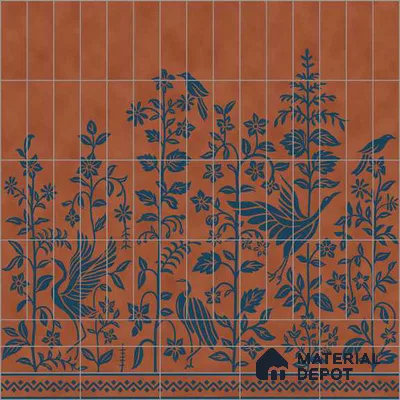 Handmade Third Fired Wall Tile TL 13347 Madhuvan 222 x 72 mm Matte Finish Vitrified Tile - 9 mm | Suitable For Living Room, Bedroom, Dining Area