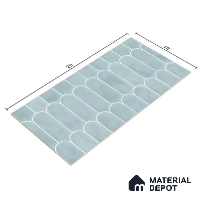 Faux Subway Wall Tile TL 04686 C Popsicle Solara Skylar Blue 2 ft x 1 ft Ceramic Glossy Finish - 9 mm | Suitable For Kitchen, Bathroom Walls and Backsplashes | Please Expect a Slight Variation of Pattern (Sample)