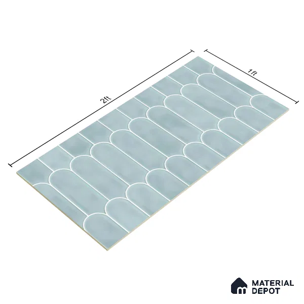 Faux Subway Wall Tile TL 04686 C Popsicle Solara Skylar Blue 2 ft x 1 ft Ceramic Glossy Finish - 9 mm | Suitable For Kitchen, Bathroom Walls and Backsplashes | Please Expect a Slight Variation of Pattern (Sample)