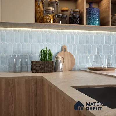 Faux Subway Wall Tile TL 04686 C Popsicle Solara Skylar Blue 2 ft x 1 ft Ceramic Glossy Finish - 9 mm | Suitable For Kitchen, Bathroom Walls and Backsplashes | Please Expect a Slight Variation of Pattern (Sample)