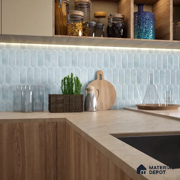 Faux Subway Wall Tile TL 04686 C Popsicle Solara Skylar Blue 2 ft x 1 ft Ceramic Glossy Finish - 9 mm | Suitable For Kitchen, Bathroom Walls and Backsplashes | Please Expect a Slight Variation of Pattern (Sample)