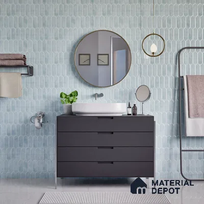 Faux Subway Wall Tile TL 04686 C Popsicle Solara Skylar Blue 2 ft x 1 ft Ceramic Glossy Finish - 9 mm | Suitable For Kitchen, Bathroom Walls and Backsplashes | Please Expect a Slight Variation of Pattern (Sample)