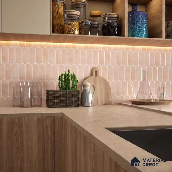 Faux Subway Wall Tile TL 04686 D Popsicle Solara Mauve Pink 2 ft x 1 ft Ceramic Glossy Finish - 9 mm | Suitable For Kitchen, Bathroom Walls and Backsplashes | Please Expect a Slight Variation of Pattern