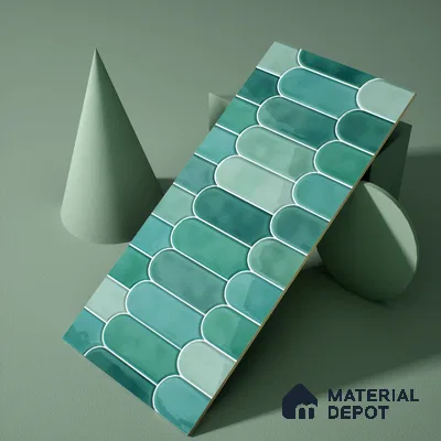 Faux Subway Wall Tile TL 04686 F Popsicle Solara Nashville Mixed Green 2 ft x 1 ft Ceramic Glossy Finish - 9 mm | Suitable For Kitchen, Bathroom Walls and Backsplashes | Please Expect a Slight Variation of Pattern (Sample)