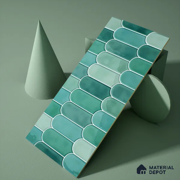 Faux Subway Wall Tile TL 04686 F Popsicle Solara Nashville Mixed Green 2 ft x 1 ft Ceramic Glossy Finish - 9 mm | Suitable For Kitchen, Bathroom Walls and Backsplashes | Please Expect a Slight Variation of Pattern (Sample)
