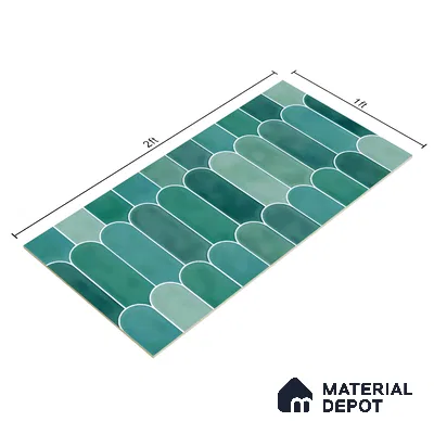 Faux Subway Wall Tile TL 04686 F Popsicle Solara Nashville Mixed Green 2 ft x 1 ft Ceramic Glossy Finish - 9 mm | Suitable For Kitchen, Bathroom Walls and Backsplashes | Please Expect a Slight Variation of Pattern (Sample)
