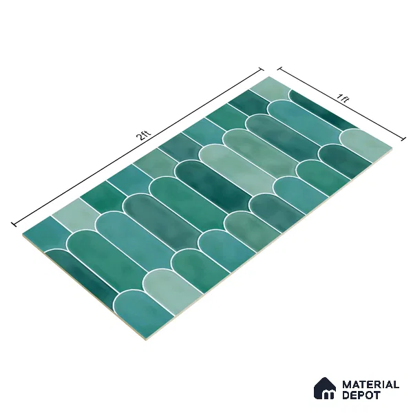 Faux Subway Wall Tile TL 04686 F Popsicle Solara Nashville Mixed Green 2 ft x 1 ft Ceramic Glossy Finish - 9 mm | Suitable For Kitchen, Bathroom Walls and Backsplashes | Please Expect a Slight Variation of Pattern (Sample)