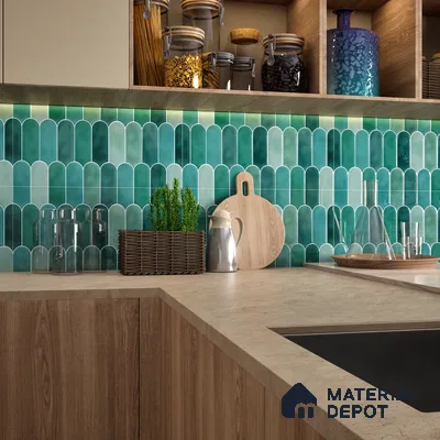 Faux Subway Wall Tile TL 04686 F Popsicle Solara Nashville Mixed Green 2 ft x 1 ft Ceramic Glossy Finish - 9 mm | Suitable For Kitchen, Bathroom Walls and Backsplashes | Please Expect a Slight Variation of Pattern (Sample)
