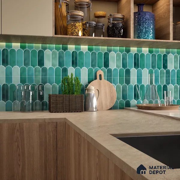 Faux Subway Wall Tile TL 04686 F Popsicle Solara Nashville Mixed Green 2 ft x 1 ft Ceramic Glossy Finish - 9 mm | Suitable For Kitchen, Bathroom Walls and Backsplashes | Please Expect a Slight Variation of Pattern (Sample)