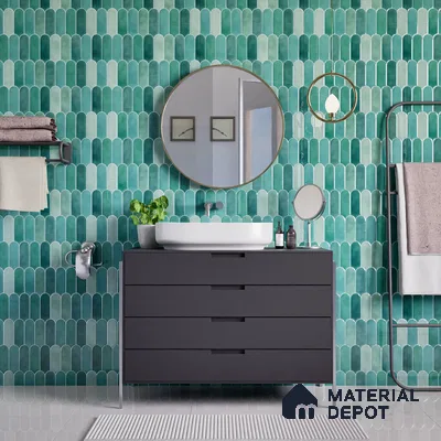 Faux Subway Wall Tile TL 04686 F Popsicle Solara Nashville Mixed Green 2 ft x 1 ft Ceramic Glossy Finish - 9 mm | Suitable For Kitchen, Bathroom Walls and Backsplashes | Please Expect a Slight Variation of Pattern (Sample)