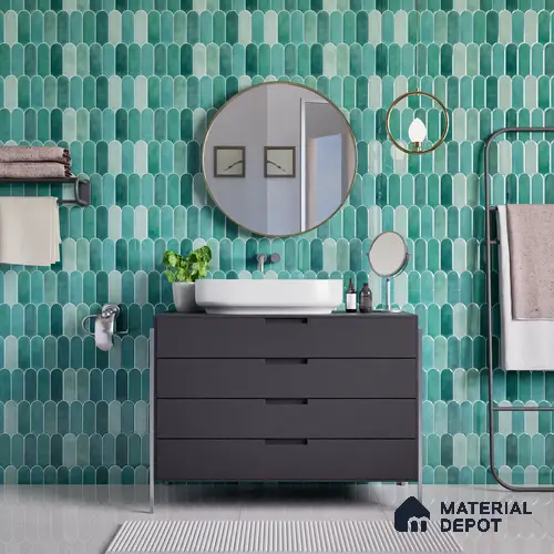 Faux Subway Wall Tile TL 04686 F Popsicle Solara Nashville Mixed Green 2 ft x 1 ft Ceramic Glossy Finish - 9 mm | Suitable For Kitchen, Bathroom Walls and Backsplashes | Please Expect a Slight Variation of Pattern