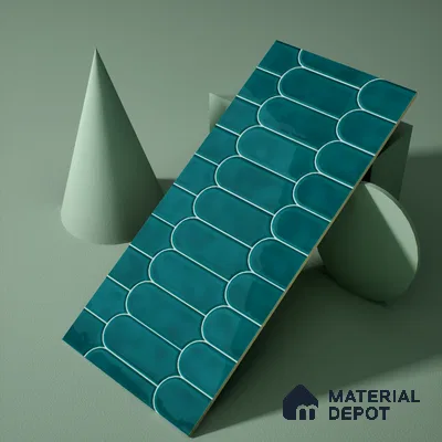 Faux Subway Wall Tile TL 04686 Popsicle Solara Aqua Blue 2 ft x 1 ft Ceramic Glossy Finish - 9 mm | Suitable For Kitchen, Bathroom Walls and Backsplashes | Please Expect a Slight Variation of Pattern (Sample)