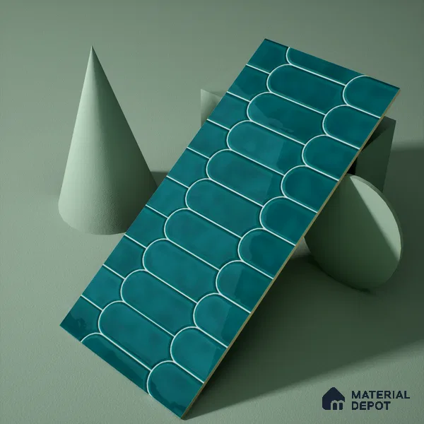 Faux Subway Wall Tile TL 04686 Popsicle Solara Aqua Blue 2 ft x 1 ft Ceramic Glossy Finish - 9 mm | Suitable For Kitchen, Bathroom Walls and Backsplashes | Please Expect a Slight Variation of Pattern (Sample)