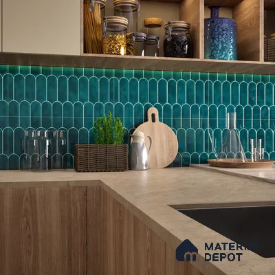 Faux Subway Wall Tile TL 04686 Popsicle Solara Aqua Blue 2 ft x 1 ft Ceramic Glossy Finish - 9 mm | Suitable For Kitchen, Bathroom Walls and Backsplashes | Please Expect a Slight Variation of Pattern (Sample)