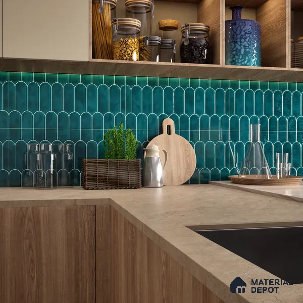 Faux Subway Wall Tile TL 04686 Popsicle Solara Aqua Blue 2 ft x 1 ft Ceramic Glossy Finish - 9 mm | Suitable For Kitchen, Bathroom Walls and Backsplashes | Please Expect a Slight Variation of Pattern (Sample)