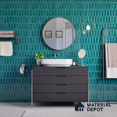 Faux Subway Wall Tile TL 04686 Popsicle Solara Aqua Blue 2 ft x 1 ft Ceramic Glossy Finish - 9 mm | Suitable For Kitchen, Bathroom Walls and Backsplashes | Please Expect a Slight Variation of Pattern (Sample)