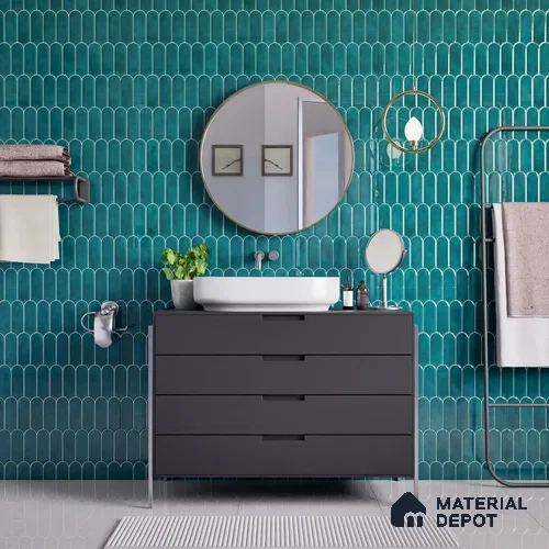 Faux Subway Wall Tile TL 04686 Popsicle Solara Aqua Blue 2 ft x 1 ft Ceramic Glossy Finish - 9 mm | Suitable For Kitchen, Bathroom Walls and Backsplashes | Please Expect a Slight Variation of Pattern