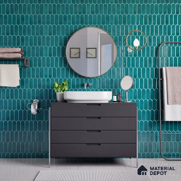 Faux Subway Wall Tile TL 04686 Popsicle Solara Aqua Blue 2 ft x 1 ft Ceramic Glossy Finish - 9 mm | Suitable For Kitchen, Bathroom Walls and Backsplashes | Please Expect a Slight Variation of Pattern (Sample)