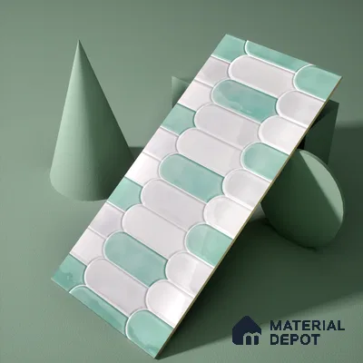 Faux Subway Wall Tile TL 04686 G Popsicle Solara Nashville Mixed White 2 ft x 1 ft Ceramic Glossy Finish - 9 mm | Suitable For Kitchen, Bathroom Walls and Backsplashes | Please Expect a Slight Variation of Pattern
