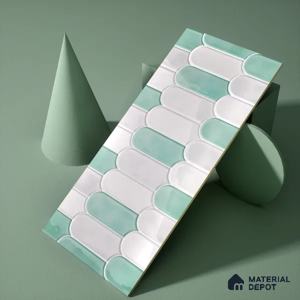 Faux Subway Wall Tile TL 04686 G Popsicle Solara Nashville Mixed White 2 ft x 1 ft Ceramic Glossy Finish - 9 mm | Suitable For Kitchen, Bathroom Walls and Backsplashes | Please Expect a Slight Variation of Pattern