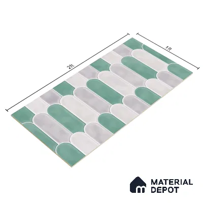 Faux Subway Wall Tile TL 04686 G Popsicle Solara Nashville Mixed White 2 ft x 1 ft Ceramic Glossy Finish - 9 mm | Suitable For Kitchen, Bathroom Walls and Backsplashes | Please Expect a Slight Variation of Pattern