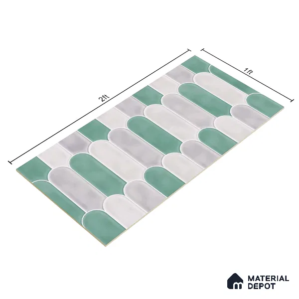 Faux Subway Wall Tile TL 04686 G Popsicle Solara Nashville Mixed White 2 ft x 1 ft Ceramic Glossy Finish - 9 mm | Suitable For Kitchen, Bathroom Walls and Backsplashes | Please Expect a Slight Variation of Pattern