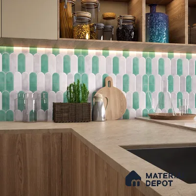 Faux Subway Wall Tile TL 04686 G Popsicle Solara Nashville Mixed White 2 ft x 1 ft Ceramic Glossy Finish - 9 mm | Suitable For Kitchen, Bathroom Walls and Backsplashes | Please Expect a Slight Variation of Pattern