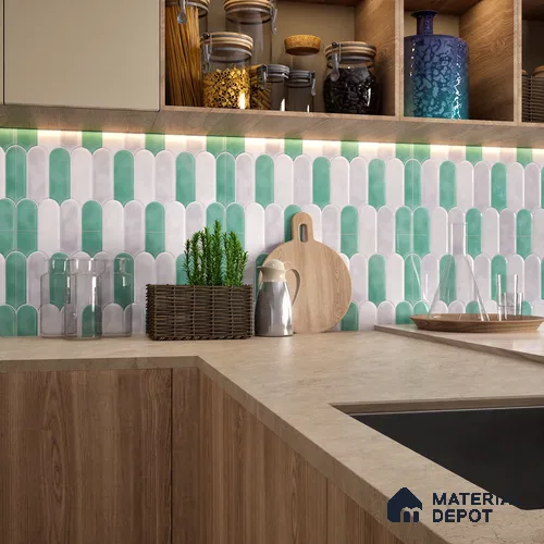 Faux Subway Wall Tile TL 04686 G Popsicle Solara Nashville Mixed White 2 ft x 1 ft Ceramic Glossy Finish - 9 mm | Suitable For Kitchen, Bathroom Walls and Backsplashes | Please Expect a Slight Variation of Pattern